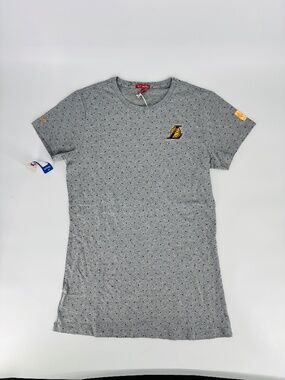 NWT Mitchell & Ness Women's T-Shirt Dress Gray Polkadot LA Lakers Size: M